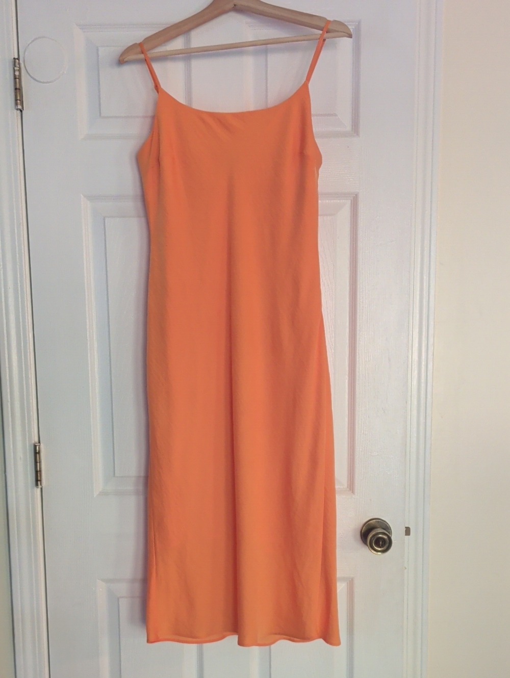Express Orange Slip Midi Dress with Thin Straps
